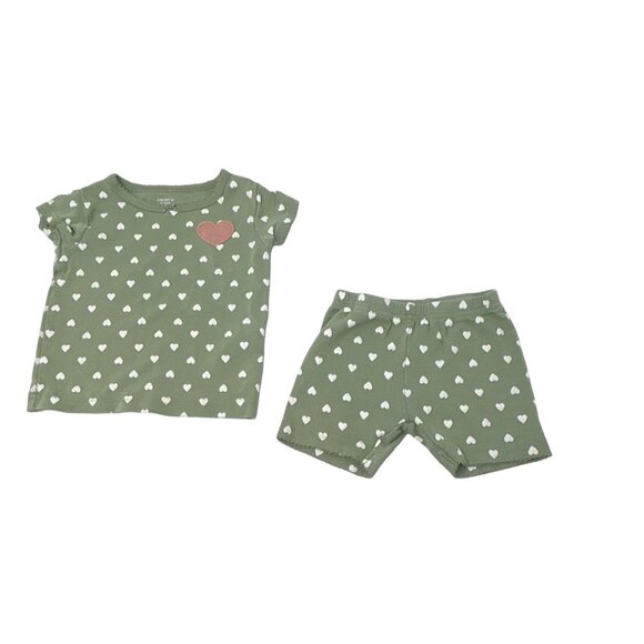 Baby Girl's Shorts & Shirts - 3 Outfits - Green, Yellow, & Turquoise - Size 12 M - Picture 2 of 8